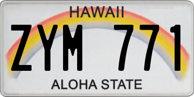 HI license plate ZYM771