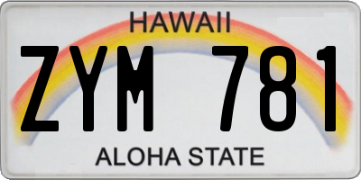 HI license plate ZYM781