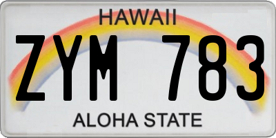 HI license plate ZYM783
