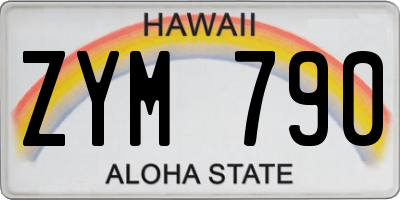 HI license plate ZYM790