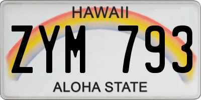 HI license plate ZYM793