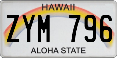 HI license plate ZYM796
