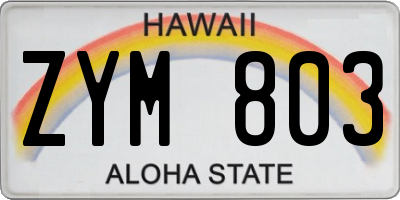 HI license plate ZYM803