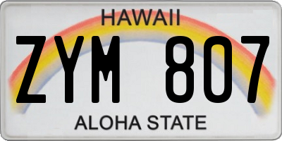 HI license plate ZYM807