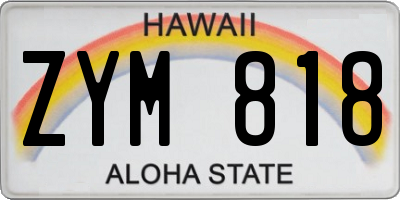 HI license plate ZYM818