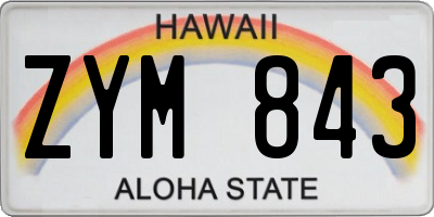HI license plate ZYM843