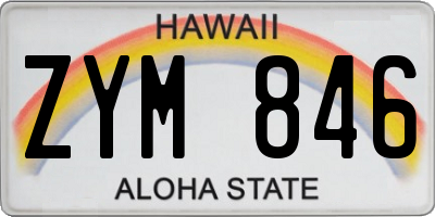 HI license plate ZYM846