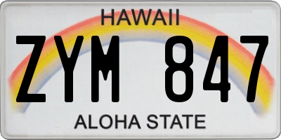 HI license plate ZYM847