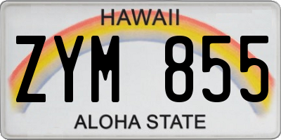 HI license plate ZYM855