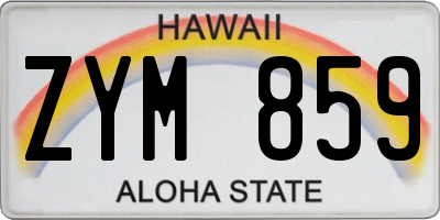 HI license plate ZYM859
