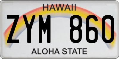 HI license plate ZYM860