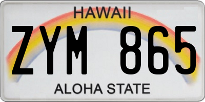 HI license plate ZYM865