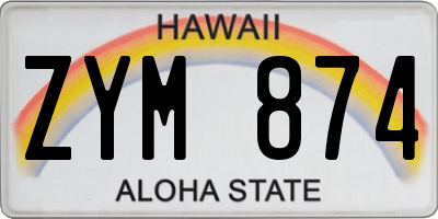 HI license plate ZYM874
