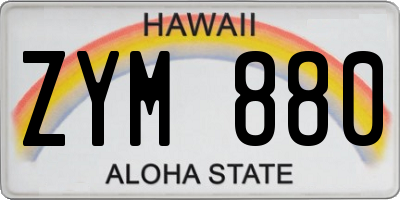 HI license plate ZYM880
