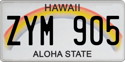 HI license plate ZYM905