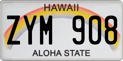 HI license plate ZYM908