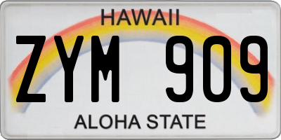 HI license plate ZYM909