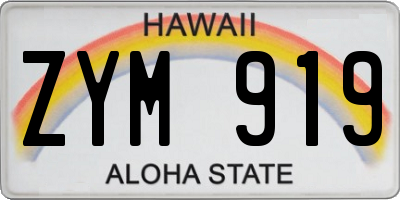 HI license plate ZYM919