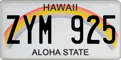 HI license plate ZYM925