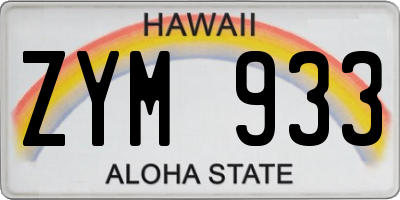 HI license plate ZYM933