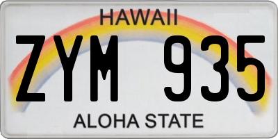 HI license plate ZYM935