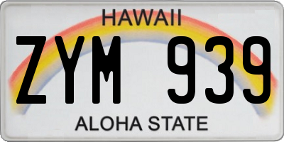 HI license plate ZYM939