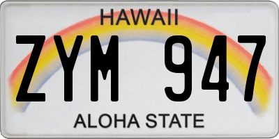 HI license plate ZYM947