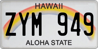 HI license plate ZYM949