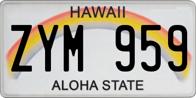 HI license plate ZYM959