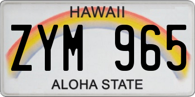 HI license plate ZYM965