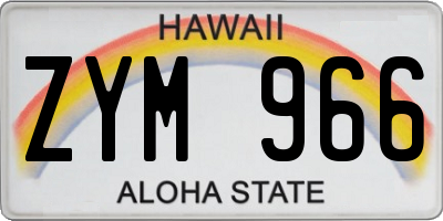HI license plate ZYM966