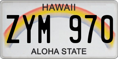 HI license plate ZYM970