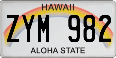HI license plate ZYM982