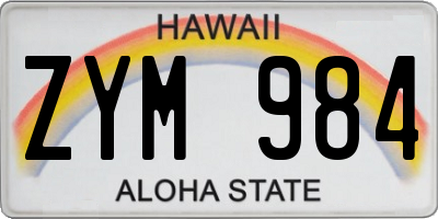 HI license plate ZYM984
