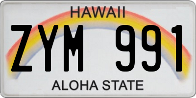 HI license plate ZYM991