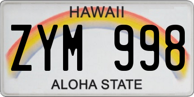 HI license plate ZYM998