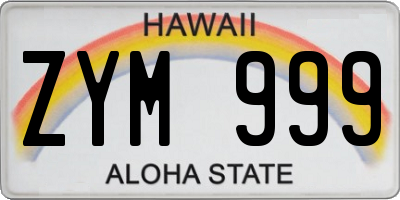 HI license plate ZYM999