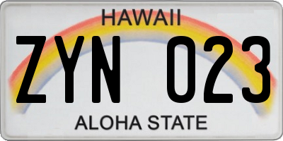 HI license plate ZYN023