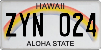 HI license plate ZYN024