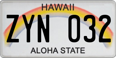 HI license plate ZYN032