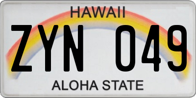 HI license plate ZYN049