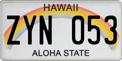 HI license plate ZYN053