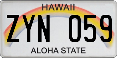 HI license plate ZYN059