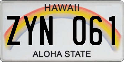 HI license plate ZYN061