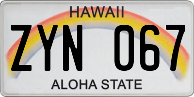 HI license plate ZYN067