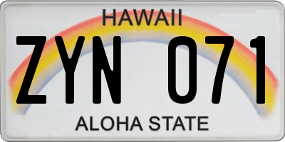 HI license plate ZYN071