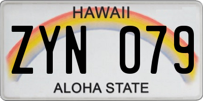 HI license plate ZYN079