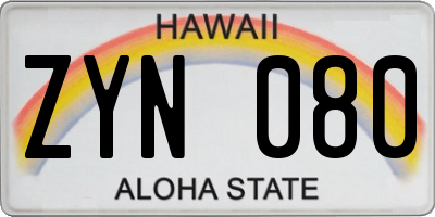 HI license plate ZYN080
