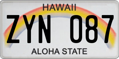 HI license plate ZYN087