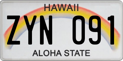 HI license plate ZYN091